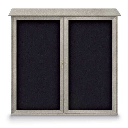 United Visual Products Indoor Enclosed Combo Board, 48"x36", Satin Frame/Grey & Blue Spruce UVCB4836-GREY-BLSPRU